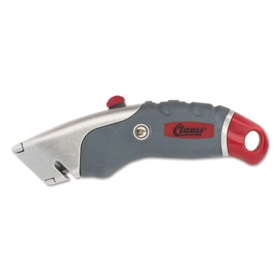 Titanium Auto-Retract Utility Knife, 2.3′ Blade, 6″ Aluminum/Rubber Handle, Gray/Red