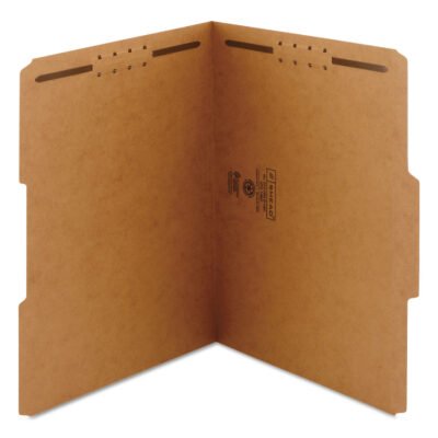 Top Tab Fastener Folders, 1/3-Cut Tabs: Assorted, 0.75″ Expansion, 2 Fasteners, Letter Size, Kraft Exterior, 50/Box