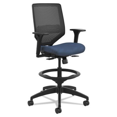Solve Series Mesh Back Task Stool, Supports Up to 300 lb, 23″ to 33″ Seat Height, Midnight Seat/Back, Black Base