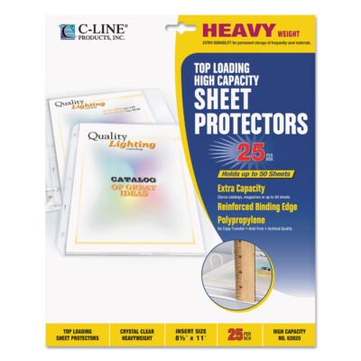 High Capacity Polypropylene Sheet Protectors, Clear, 50″, 11 x 8.5, 25/BX