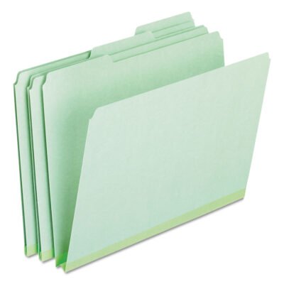 Pressboard Expanding File Folders, 1/3-Cut Tabs: Assorted, Letter Size, 1″ Expansion, Green, 25/Box