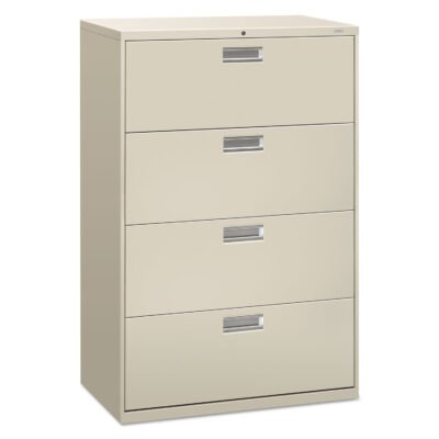 Brigade 600 Series Lateral File, 4 Legal/Letter-Size File Drawers, Light Gray, 36″ x 18″ x 52.5″
