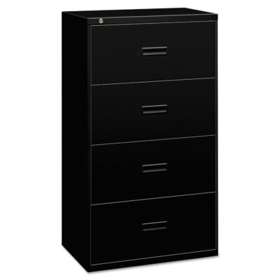 400 Series Lateral File, 4 Legal/Letter-Size File Drawers, Black, 30″ x 18″ x 52.5″