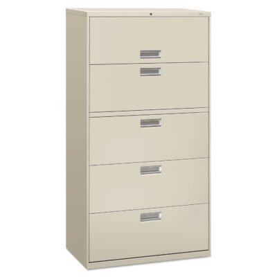 Brigade 600 Series Lateral File, 4 Legal/Letter-Size File Drawers, 1 Roll-Out File Shelf, Light Gray, 36″ x 18″ x 64.25″
