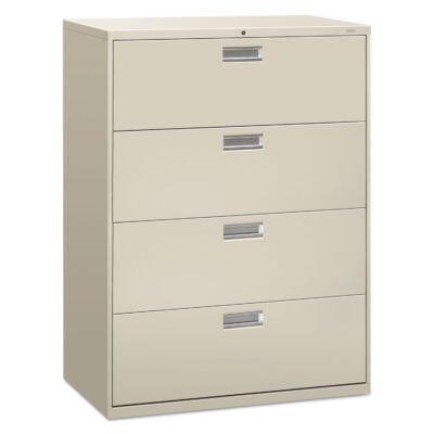 Brigade 600 Series Lateral File, 4 Legal/Letter-Size File Drawers, Light Gray, 42″ x 18″ x 52.5″