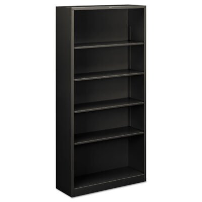 Metal Bookcase, Five-Shelf, 34.5w x 12.63d x 71h, Charcoal