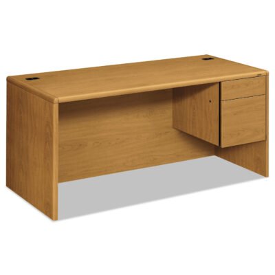 10700 Series “L” Workstation Desk with Three-Quarter Height Pedestal on Right, 66″ x 30″ x 29.5″, Harvest
