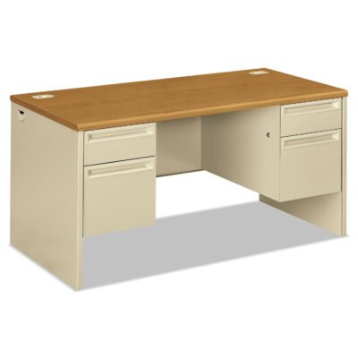 38000 Series Double Pedestal Desk, 60″ x 30″ x 29.5″, Harvest/Putty