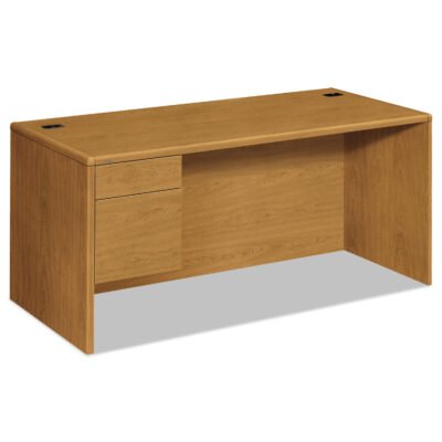 10700 Series “L” Workstation Desk with Three-Quarter Height Pedestal on Left, 66″ x 30″ x 29.5″, Harvest