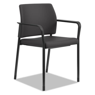Accommodate Series Guest Chair with Fixed Arms, 23.25″ x 22.25″ x 32″, Black Seat, Black Back, Charblack Base, 2/Carton