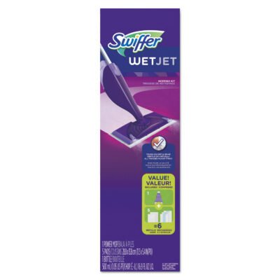 WetJet Mop, 11 x 5 White Cloth Head, 46″ Purple/Silver Aluminum/Plastic Handle, 2/Carton