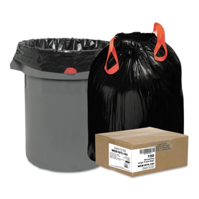 Heavy-Duty Trash Bags, 33 gal, 1.2 mil, 33.5″ x 38″, Black, 25 Bags/Roll, 6 Rolls/Box