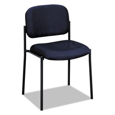 VL606 Stacking Guest Chair without Arms, Fabric Upholstery, 21.25″ x 21″ x 32.75″, Navy Seat, Navy Back, Black Base
