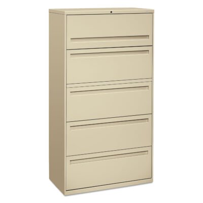 Brigade 700 Series Lateral File, 4 Legal/Letter-Size File Drawers, 1 File Shelf, 1 Post Shelf, Putty, 36″ x 18″ x 64.25″