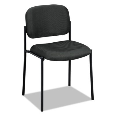 VL606 Stacking Guest Chair without Arms, Fabric Upholstery, 21.25″ x 21″ x 32.75″, Charcoal Seat, Charcoal Back, Black Base