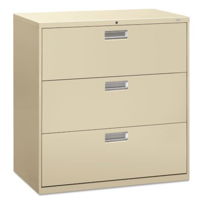 Brigade 600 Series Lateral File, 3 Legal/Letter-Size File Drawers, Putty, 42″ x 18″ x 39.13″
