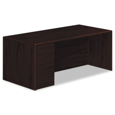 10700 Series Single Pedestal Desk with Full-Height Pedestal on Left, 72″ x 36″ x 29.5″, Mahogany