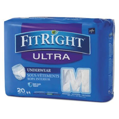 FitRight Ultra Protective Underwear, Medium, 28″ to 40″ Waist, 20/Pack