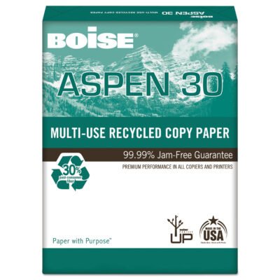 ASPEN 30 Multi-Use Recycled Paper, 92 Bright, 20 lb Bond Weight, 11 x 17, White, 500/Ream