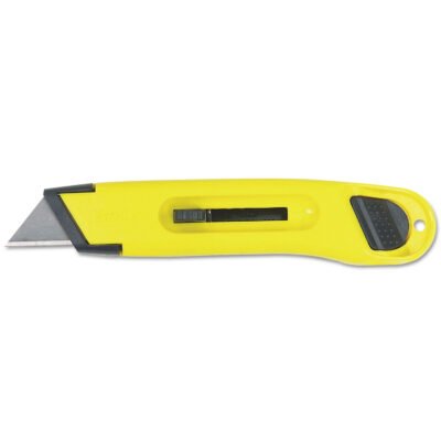 Plastic Light-Duty Utility Knife with Retractable Blade, 6″ Plastic Handle, Yellow