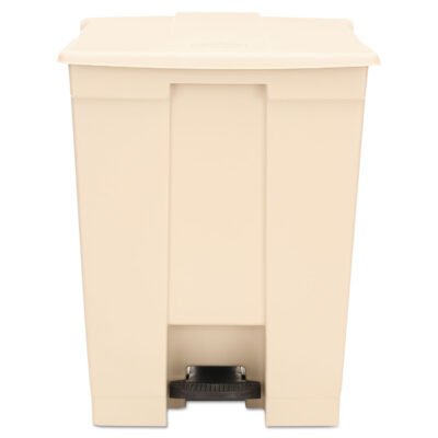 Step-On Receptacle, 18 gal, Polyethylene, Beige