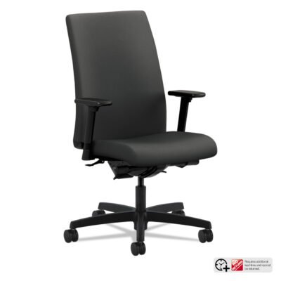 Ignition Series Mid-Back Work Chair, Supports Up to 300 lb, 17″ to 22″ Seat Height, Iron Ore Seat/Back, Black Base