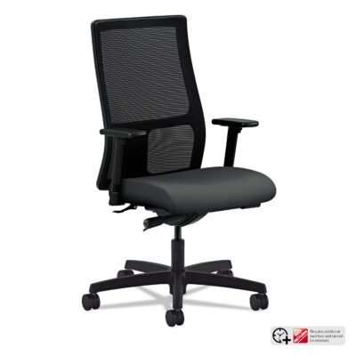 Ignition Series Mesh Mid-Back Work Chair, Supports Up to 300 lb, 17.5″ to 22″ Seat Height, Iron Ore Seat, Black Back/Base