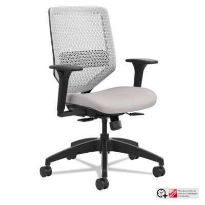Solve Series ReActiv Back Task Chair, Supports Up to 300 lb, 18″ to 23″ Seat Height, Sterling Seat, Titanium Back, Black Base
