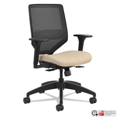 Solve Series Mesh Back Task Chair, Supports Up to 300 lb, 16″ to 22″ Seat Height, Putty Seat, Black Back/Base