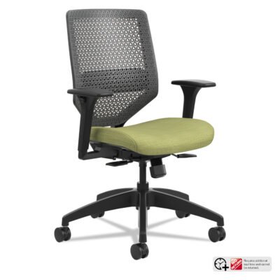 Solve Series ReActiv Back Task Chair, Supports Up to 300 lb, 18″ to 23″ Seat Height, Meadow Seat, Charcoal Back, Black Base