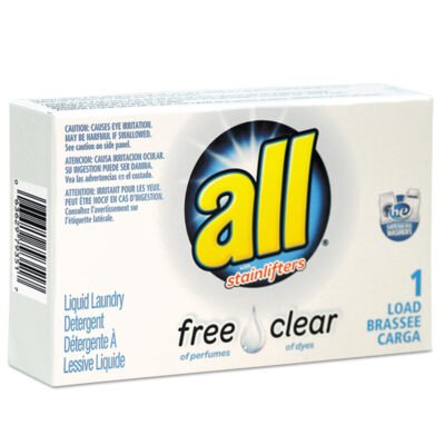 Free Clear HE Liquid Laundry Detergent, Unscented, 1.6 oz Vend-Box, 100/Carton