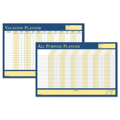 100% Recycled All-Purpose/Vacation Planner, 36 x 24, White/Blue/Yellow Surface