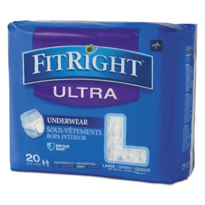 FitRight Ultra Protective Underwear, Large, 40″ to 56″ Waist, 20/Pack, 4 Pack/Carton