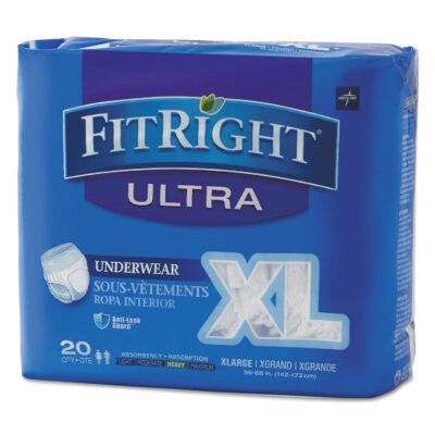 FitRight Ultra Protective Underwear, X-Large, 56″ to 68″ Waist, 20/Pack, 4 Pack/Carton