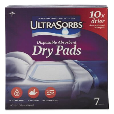 Ultrasorbs Disposable Dry Pads, 23″ x 35″, White, 7/Box, 6/Carton