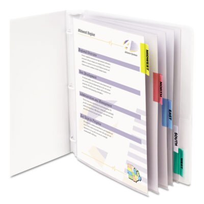 Sheet Protectors with Index Tabs, Assorted Color Tabs, 2″, 11 x 8.5, 5/Set