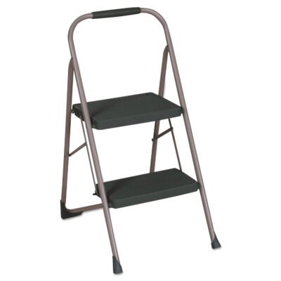 Big Step Folding Stool, 2-Step, 200 lb Capacity, 20.5″ Working Height, 22″ Spread, Black/Gray