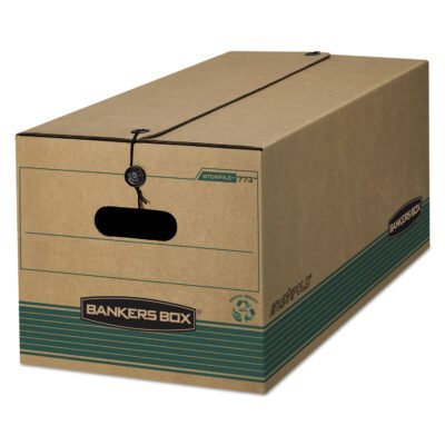 STOR/FILE Medium-Duty Strength Storage Boxes, Legal Files, 15.25″ x 24.13″ x 10.75″, Kraft/Green, 12/Carton