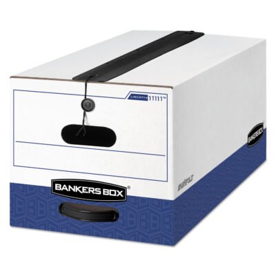 LIBERTY Plus Heavy-Duty Strength Storage Boxes, Letter Files, 12.25″ x 24.13″ x 10.75″, White/Blue, 12/Carton