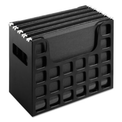 Desktop File With Hanging Folders, Letter Size, 6″ Long, Black
