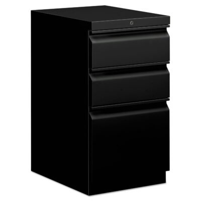 Mobile Pedestals, Left or Right, 3-Drawers: Box/Box/File, Legal/Letter, Black, 15″ x 20″ x 28″