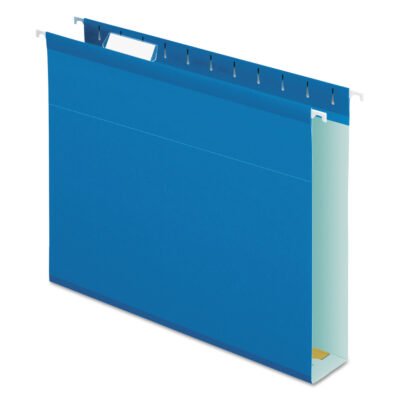 Extra Capacity Reinforced Hanging File Folders with Box Bottom, 2″ Capacity, Letter Size, 1/5-Cut Tabs, Blue, 25/Box