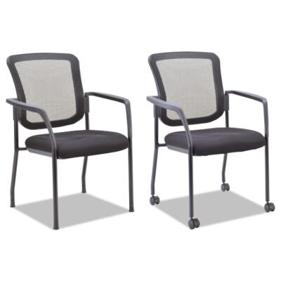 Alera Mesh Guest Stacking Chair, 26″ x 25.6″ x 36.2″, Black Seat, Black Back, Black Base