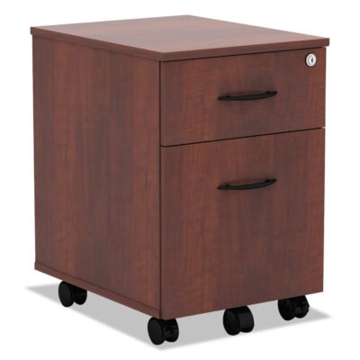 Alera Valencia Series Mobile Pedestal, Left/Right, 2-Drawers: Box/File, Legal/Letter, Medium Cherry, 15.88″ x 19.13″ x 22.88″