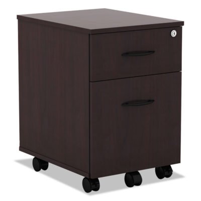 Alera Valencia Series Mobile Pedestal, Left or Right, 2-Drawers: Box/File, Legal/Letter, Mahogany, 15.88″ x 19.13″ x 22.88″
