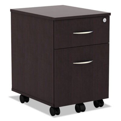 Alera Valencia Series Mobile Pedestal, Left or Right, 2-Drawers: Box/File, Legal/Letter, Espresso, 15.88″ x 19.13″ x 22.88″