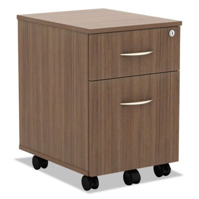Alera Valencia Series Mobile Pedestal, Left/Right, 2-Drawers: Box/File, Legal/Letter, Modern Walnut, 15.88″ x 19.13″ x 22.88″