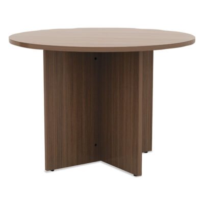 Alera Valencia Round Conference Table with Legs, 42″ Diameter x 29.5h, Modern Walnut