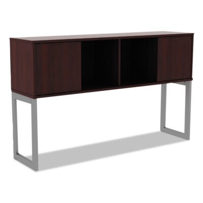Alera Open Office Desk Series Hutch, 59w x 15d x 36.38h, Mahogany