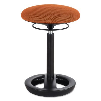 Twixt Desk Height Ergonomic Stool, Supports Up to 250 lb, 22.5″ High Orange Seat, Black Base, Ships in 1-3 Business Days